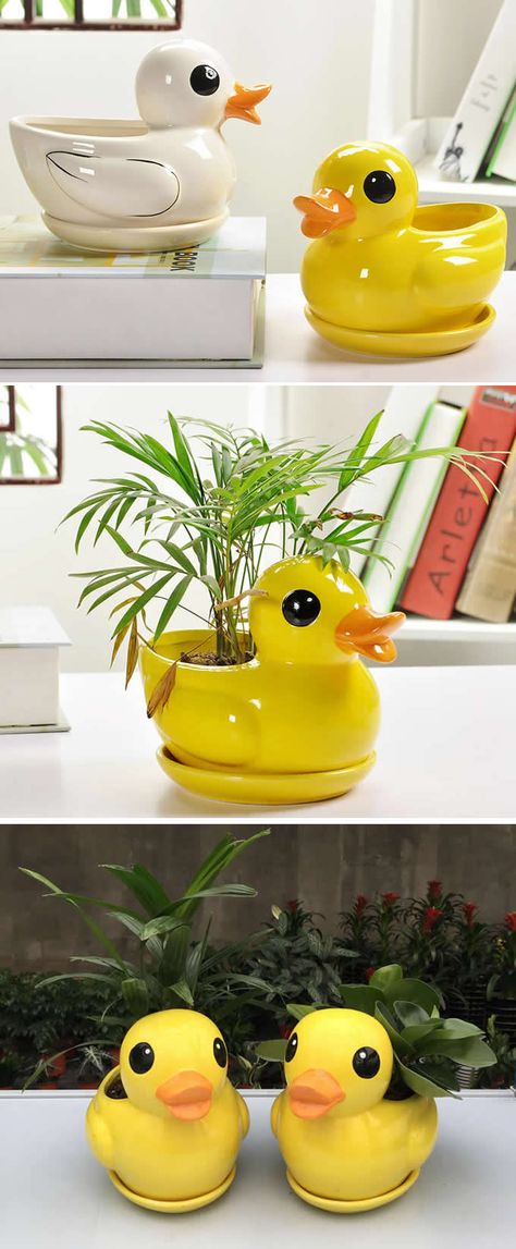 Duck Ceramic Succulent Planter Flower Pot Duck Pinch Pot, Cool Pinch Pot Ideas, Earthen Pots, Pottery Plant Pots, Plants For Containers, Cute Planters, Ducky Duck, Duck Stuff, Easy Table