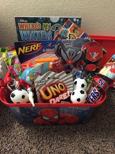 Valentines Basket Ideas For Kids Boys, Kids Easter Basket Ideas Boys, Easter Basket Ideas For Boys 5-7, Easter Baskets For Kids Boys, Boys Gift Basket Ideas, Man Easter Basket, Boy Easter Basket Ideas, Easter Baskets For Boys, Easter Basket Ideas For Boys