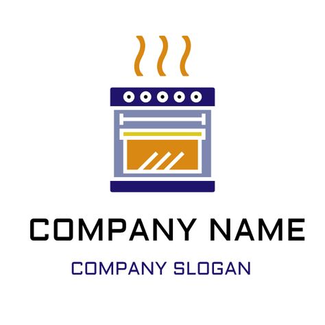 The base of this colorful logo is a blue oven with orange steam. The minimalist silhouette perfectly suites bakery theme. You can edit and download it for free. Cooking Logo Design, Blue Oven, Bakery Theme, Bakery Logos, Blue Ovens, Cupcake Factory, Logo Cake, Cooking Logo, Free Logo Design