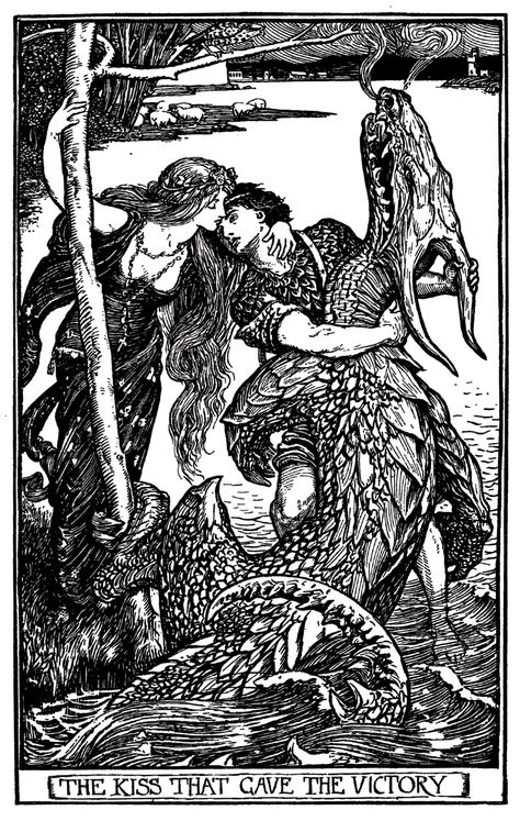 This week's #fortnightlyfairytale comes from Serbia. 'The Prince & The Dragon' is a tale of a Prince disguised as a shepherd, a dragon that lives at the bottom of a lake, and a kiss that saves the day.  From Andrew Lang's Crimson Fairy Book with Illustrations by H. J. Ford - You can read the full story live on our blog now! Sitting On Wall, Harlan County, Fairytale Illustration, Fairy Book, Ink Illustrations, Book Illustration, Vintage Illustration, Piping, Kentucky