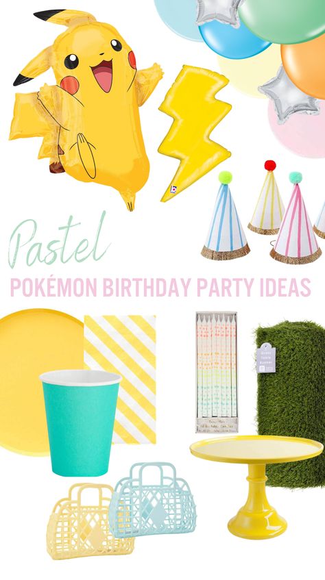 Pokemon First Birthday, Girl Pokemon Birthday Party, Pikachu Birthday Party Ideas, Pastel Pikachu, Pastel Pokemon, Pikachu Birthday Party, Pokemon Birthday Party Ideas, Pink Pokemon, Pikachu Party