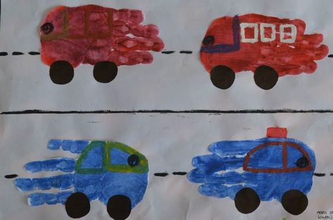 Car Handprint, Transportation Crafts For Preschoolers, Transportation Theme Preschool, Transportation Unit, Learning Corner, Crafts For Preschoolers, Transportation Crafts, Theme Preschool, K Crafts