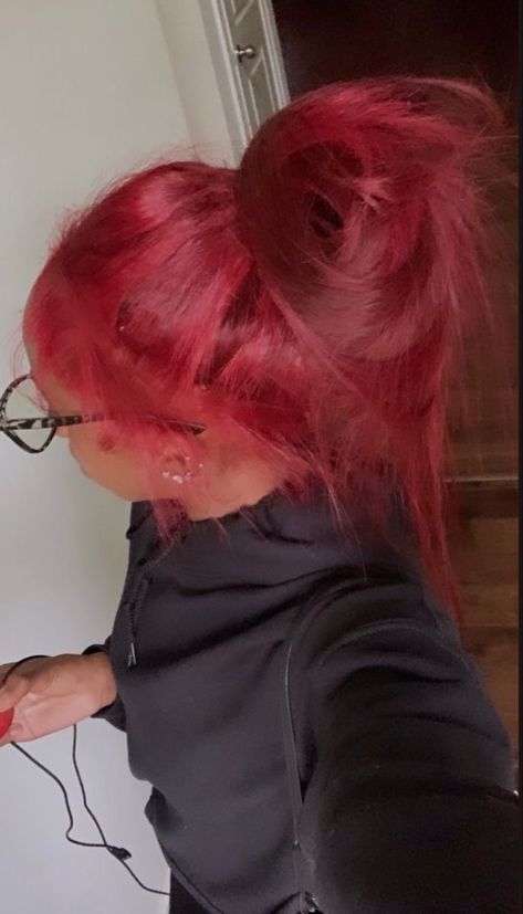 d Natural Hairstyles Red Hair, Red N Pink Hair, Fall Hair Dye For Black Women, Pink And Ginger Hair Black Women, Pretty Colored Hair, Red Dye Hair Ideas, Cute Hair Dye Colors, Red Hair On Black Women Natural, Partly Dyed Hair Ideas