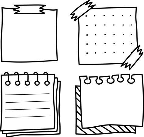 Doodle paper sheet. Hand drawn sketch notebook, bullet journal sheets, sticky note and notepad page. Sketch doodle sheets vector illustration set. Notebook information, reminder message bullet Doodle Paper, Sketch Notebook, Journal Sheets, Note Doodles, Drawing Now, Paper Sheet, Sticky Note, Post It, Sticky Notes