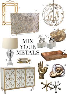 Oil and water. Cellphones and swimming pools. Toothpaste and orange juice. Me and my alarm clock… Some things just don’t mix well together. You may have heard this unfortunate design rumor about mixing metals, but it’s time to dispose of that outdated advice. Combining silver, gold, brass, or iron (just to name a few), is a … Mixing Metals, Farmhouse Side Table, Cute Dorm Rooms, Design Websites, Design Apartment, Home Decor Tips, Metal Decor, Design Interior, Living Room Designs