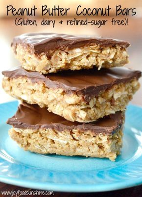 Coconut Bars Recipe, Bars With Peanut Butter, No Bake Oatmeal Bars, Coconut Peanut Butter, Butter Honey, Coconut Bars, Peanut Butter Honey, Oatmeal Bars, Gf Desserts