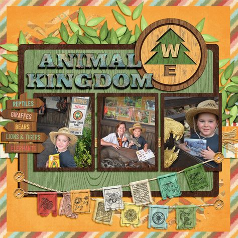 Storing Memories, Safari Scrapbook, Scrapbook Disney, Disney Layouts, Scrapping Ideas, Adventure Is Out There, Disney Scrapbooking Layouts, Disney Scrapbook Pages, Scrapbook Collection