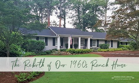 Rebirth: Our 1960s Ranch House Exterior Remodel - Redeem Your Ground 1960 Ranch House Remodel, Ranch House Exterior Remodel, 1960s Ranch House Exterior, 1960s Ranch House Remodel, Ranch Remodel Exterior, Brick Ranch Houses, Ranch Renovation, Equestrian Ranch, Renovation Exterior