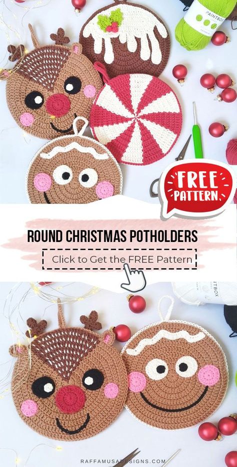 Free Crochet Christmas Coaster Patterns, Crochet Fall Pot Holders Free Pattern, Christmas Potholders Crochet Free Pattern, Crochet Potholders Christmas, Crochet Patterns For Beginners Christmas, Crochet Turkey Potholder Pattern, Crochet Potholders Free Patterns Pot Holders Hot Pads, Christmas Pot Holders Crochet, Crochet Cat Potholder