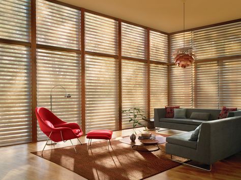 Silhouette® Midcentury Window Treatments, Mid Century Window Treatments, Mid Century Modern Window Treatments, Modern Window Shades, Best Interior Design Apps, Architecture Reference, Dream Porch, Interior Design Apps, Modern Window Treatments