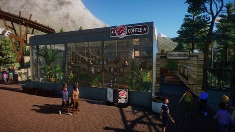 Steam Workshop :: The Roasted Bean Coffee house ☕️🦊 [Pixel Zoo] Zoo Games, The Coffee House, Zoo Park, Filling Food, Picnic Tables, Beautiful Centerpieces, Coffee House, Tropical Plants, Picnic Table