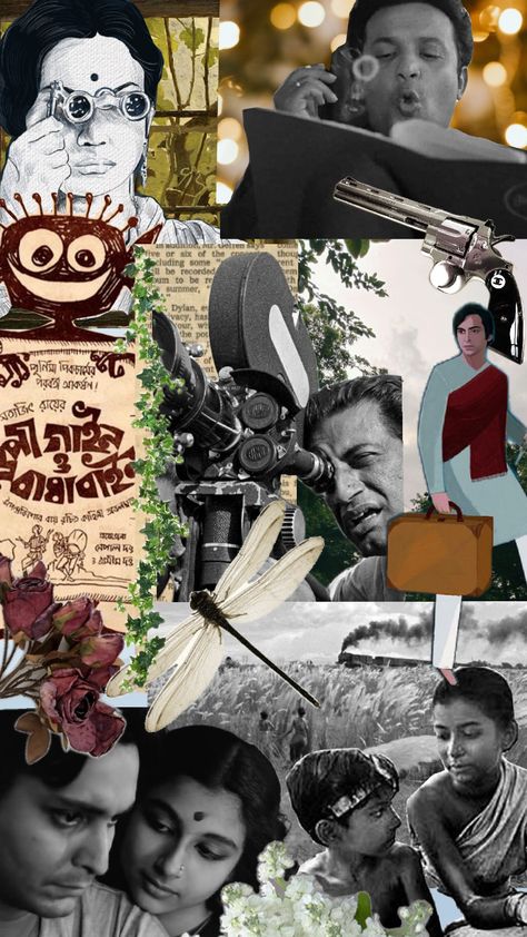 satyajit ray Satyajit Ray Aesthetic, Vintage Bollywood Aesthetic, Bollywood Aesthetic, Satyajit Ray, Movie Collage, Ray Film, Criterion Collection, The Criterion Collection, Retro Bollywood