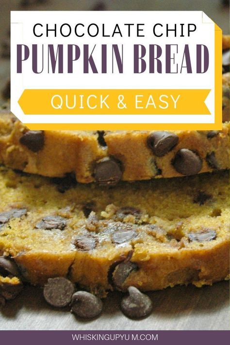 Chocolate Chips Pumpkin Bread, Easy Pumpkin Bread With Chocolate Chips, Choc Chip Pumpkin Bread, Easy Pumpkin Chocolate Chip Bread, Quick Pumpkin Bread, Easy Dessert Bread, Pumpkin Bread Recipe Moist, Bread Easy Quick, Pumpkin Bread Moist