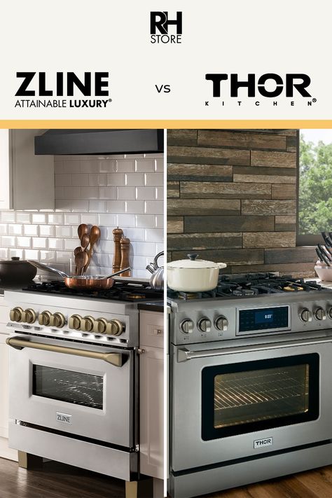 Looking to invest in some luxury appliances? Check out our latest blog where we deep dive into ZLINE and Thor appliances!⚡️ Tap to read the blog! #blog #blogpost #luxuryappliances #kitchenappliances Thor Range In Kitchen, Zline Appliances In Kitchen, Thor Appliances In Kitchen, Z Line Appliances, Zline Gas Range, Zline Kitchen Appliances, Thor Appliances, Modern Kitchen Stoves, Zline Appliances