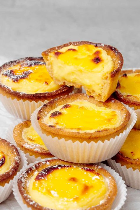 Hokkaido baked cheese tart on top of each others with a white background Cheese Tart Aesthetic, Japanese Cheese Tart, Hokkaido Baked Cheese Tart, Novels Aesthetic, Spatula Desserts, Bake Cheese Tart, Raspberry Cheesecake Cookies, Bite Size Cookies, Cream Cheese Desserts