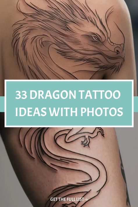 33 Dragon Tattoo Ideas with Photos Taiwanese Dragon Tattoo, Meaning Of Dragon Tattoo, Dragon Tattoo For Women Forearm, Feminine Dragon Tattoo For Women Arm, Nordic Dragon Tattoo, Winged Dragon Tattoo, Year Of The Dragon Tattoo, Unique Dragon Tattoo, Fine Line Dragon Tattoo