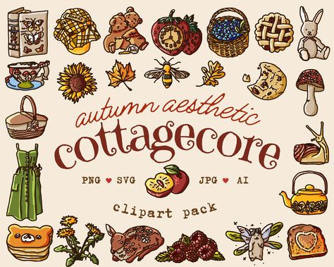 Cute cottagecore stuff Cottagecore Clipart, Butterfly Book, Mushroom Clipart, Bee Svg, Fawns Deer, Cute Cottagecore, Butterfly Books, Create This Book, Fall Designs