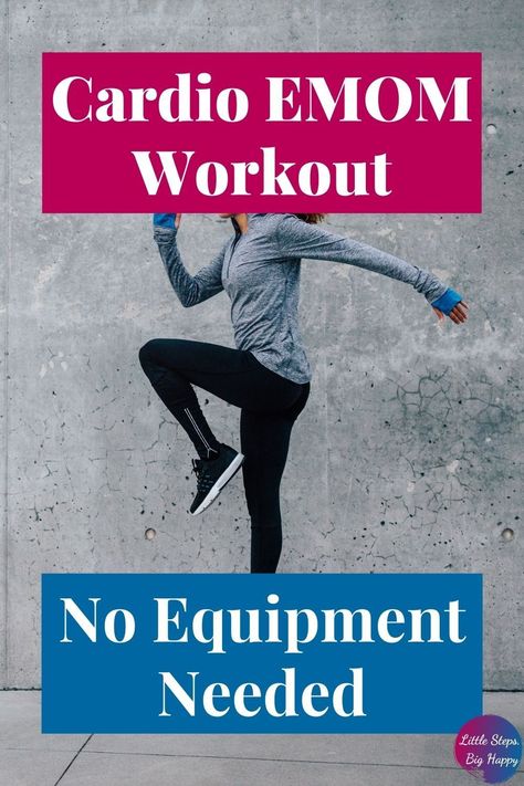 If you're looking to get in shape, check out this cardio EMOM workout. This fat burning cardio workout is great for women who are beginners. These easy moves require no equipment and just use your bodyweight to get a full body workout. You can do this exercise routine at home, at the gym, or wherever you workout. #cardioEMOMworkout #noequipmentEMOMworkout 30 Minute Cardio Workout At The Gym, Emom Workout Cardio, No Machine Cardio, Cardio Burst Exercises, Body Weight Cardio Exercises, Standing Cardio Exercises, Emom Workout No Equipment, Cardio Workout At Home Fat Burning, Cardio Emom