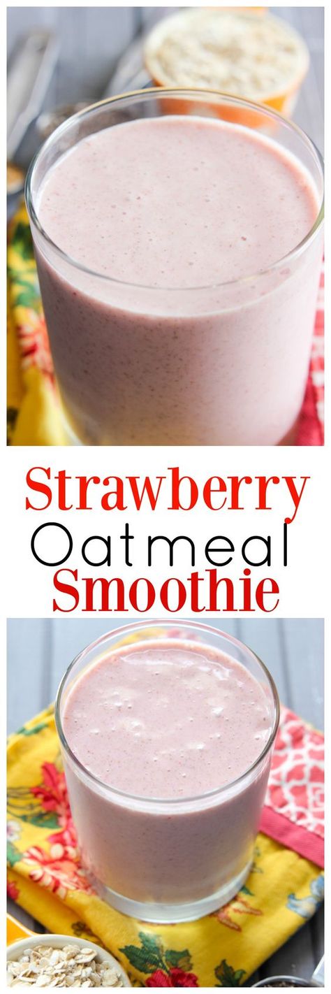 Drinkable Oatmeal, Smoothie Recipes Oatmeal, Strawberry Oatmeal Smoothie, Delicious Strawberry Smoothie, Desserts Nutella, Strawberry Smoothie Recipe, Banana Oatmeal Smoothie, Smoothie Breakfast, Oatmeal Smoothie