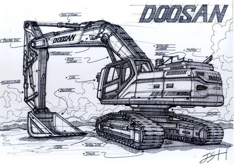 116 Likes, 3 Comments - 정상현 Sanghyeon.Jeong(26) (@sanghyeon.jeong1993) on Instagram: “Excavator part sketch #transportationdesign #vehicledesign #conceptart  #designsketch…” Construction Machines, Excavator Parts, Industrial Design Sketch, Farm Art, Heavy Machinery, Car Sketch, Construction Vehicles, Transportation Design, Construction Equipment