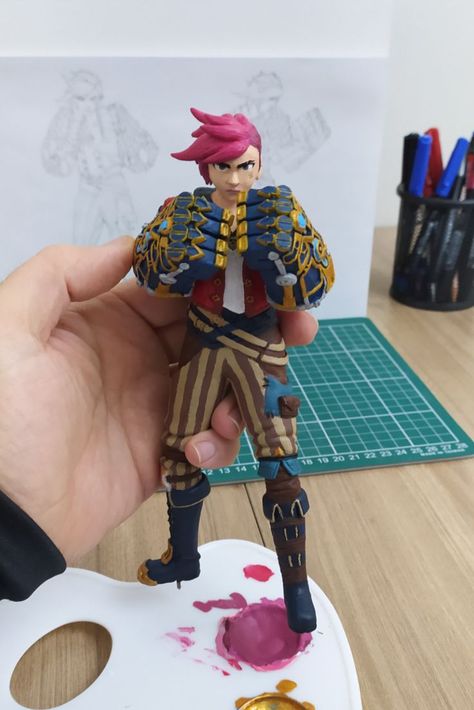 #arcanevi, #lolvi, #viclayfigure, #polymerclayvi, #arcanefigure League Of Legends Vi, Arcane Vi, Vi Arcane, Vi League Of Legends, League Of Legends Game, Polymer Clay Figures, Poses Reference, Iron Fist, Clay Figures