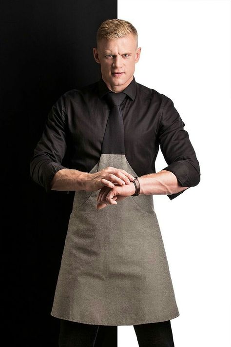 Barista Uniform, Bartender Uniform, Waiter Outfit, Tie Apron, Cafe Uniform, Food Web Design, Apron Design, Restaurant Uniforms, Hotel Uniform