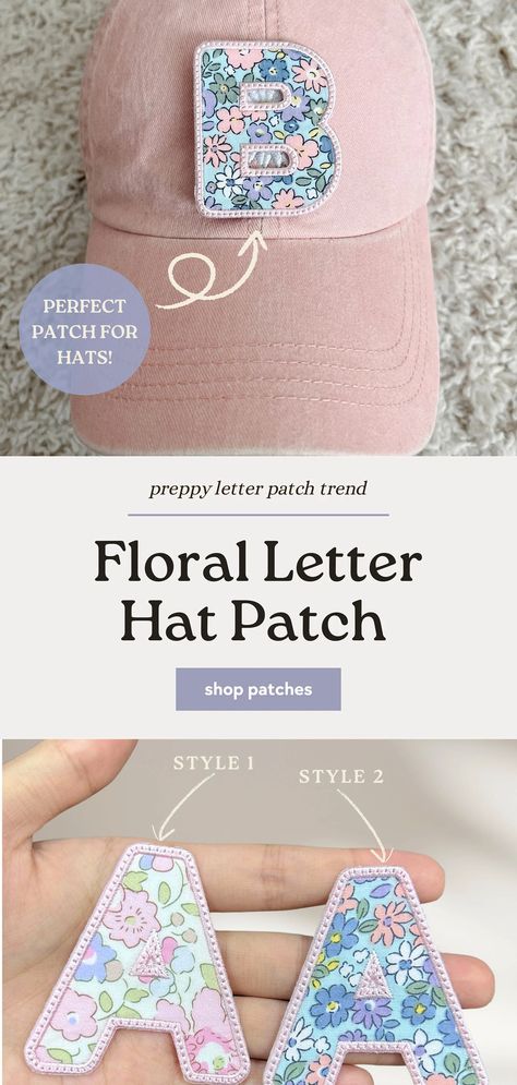 Patch for Backpack Patch for Hat Preppy Floral Patch Letter Custom Initial Patch Iron On Patches Ideas, Letters Diy, Applique Letters, Custom Photo Frames, Hat Patch, Personalized Baby Shower Gifts, Backpack Patches, Custom Baby Gifts, Floral Patches