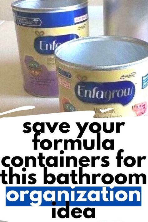 Reuse Formula Containers, Formula Can Crafts, Baby Formula Containers, Bathroom Storage Caddy, Baby Formula Cans, Cheap Bathroom Storage, Caddy Diy, Formula Containers, Decorating Bathrooms