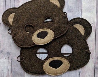 Teddy Bear Costume, Mascaras Halloween, Bear Felt, Bear Mask, Halloween Costume Mask, Felt Mask, Brown Acrylic, Bear Costume, Children's Mask