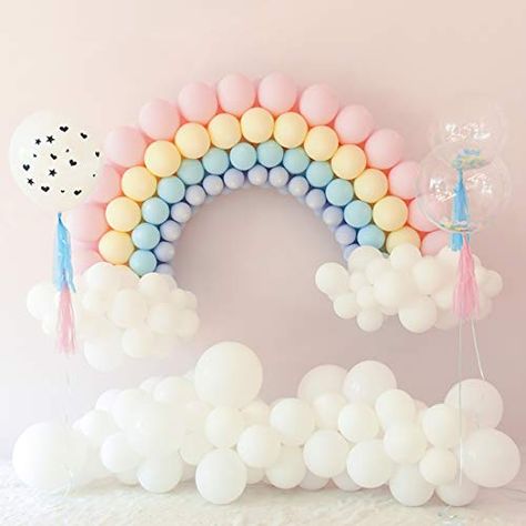 Pastel Balloon Garland, Rainbow Balloon Arch, Rainbow First Birthday, Pastel Birthday, Pastel Balloons, Rainbow Birthday Party, Rainbow Balloons, Birthday Balloon Decorations, Rainbow Baby Shower