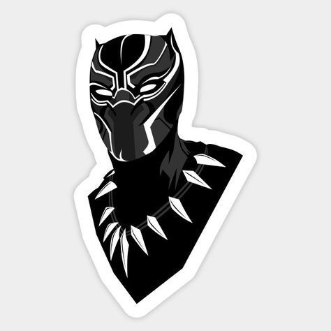 Black Panther Drawing, Marvel Stickers, Black Panther Tattoo, Superhero Stickers, Avengers Cartoon, Homemade Stickers, The Black Panther, Black And White Stickers, Tumbler Stickers