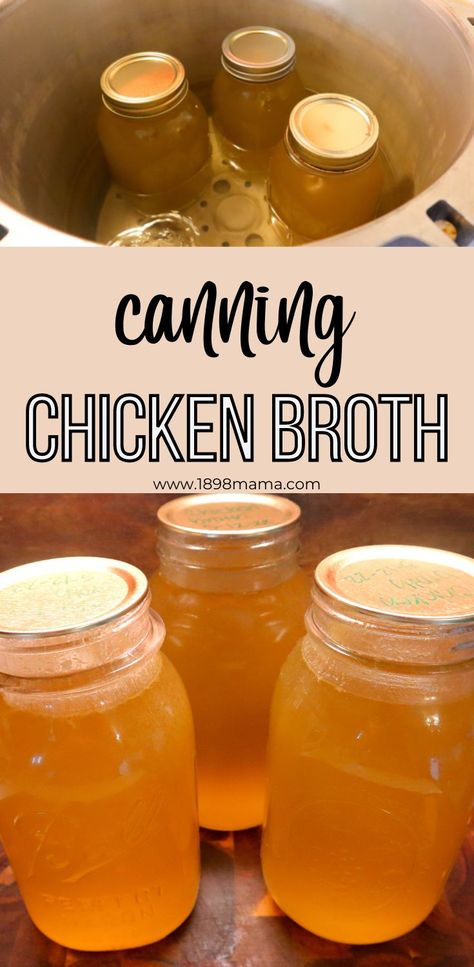 Canned Chicken Broth Recipes, Canning Broth Recipes, Canning From Grocery Store, Chicken Broth Canning Recipes, Canning Recipes For Diabetics, Canning Homemade Chicken Broth, Pressure Canning Chicken Broth, How To Can Chicken Stock, Canning Chicken Stock Water Bath