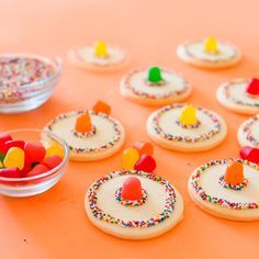 Sombrero Cookies, Afternoon Crafts, Jenny Cookies, Ladies Lunch, Dots Candy, Ladies Luncheon, Month Of May, Kids Class, Buttercream Icing