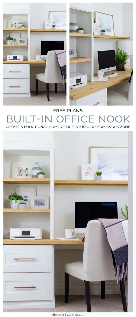 Diy Built Ins, Office Furniture Arrangement, Small Office Furniture, Diy Built In, Home Office Studio, Office Nook, Decor Studio, Office Office, Design Room