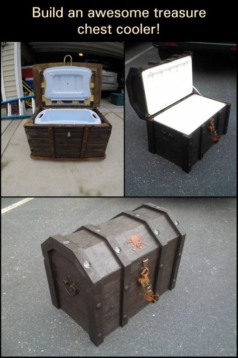 Diy Cooler, Patio Cooler, Pirate Treasure Chest, Rustic Hardware, Dragon Party, Camp Life, Pirate Treasure, Best Things In Life, Tiki Party