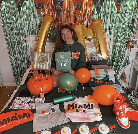 U Of Miami, College Prints, College Announcements, College Bed, College Vibes, Dream University, Bed Party, Miami Party, College Bedding