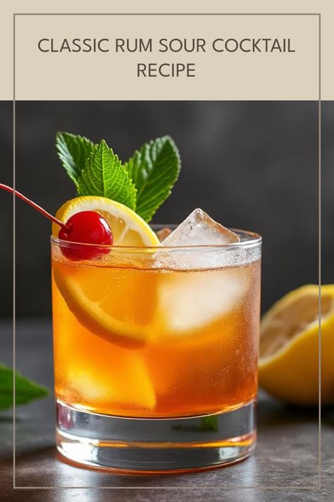 Looking for a delightful cocktail that combines the tanginess of citrus with the smooth kick of rum? The Classic Rum Sour is the perfect choice! This easy-to-make drink has roots dating back to the 1800s and offers a vibrant balance of rum, lemon juice, and just the right amount of sweetness. It's an ideal cocktail for happy hours, parties, or simply unwinding after a long day. Discover how to make this timeless cocktail that never goes out of style and impress your friends with this irresistible treat! Rum Sour Recipe, Rum Sour, Caipirinha Cocktail, Daiquiri Cocktail, Rum Cocktail Recipes, Rum Recipes, Easy Cocktail, Sour Cocktail, Rum Cocktails