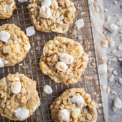 Rice Crispy Treat Cookies, Rice Krispie Treat Cookies, Rice Crispy Cookies, Cookies With Rice Krispies, Rice Krispie Cookies, Cookies Gooey, Vegan Rice Krispie Treats, Rice Crispy Squares, Homemade Foods