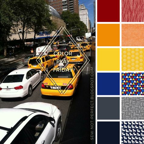 Color Play Friday: NYC {New York City Street Inspired Color Palette {Fabric bundle featuring bright colors, triangles, text, dogs} Wrestling Outfits, Fashion Terms, Ny Mets, Fabric Bundle, New York Public Library, City Streets, Software Design, Colour Palette, Baby Shower Cakes