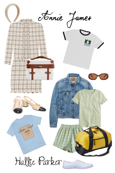 Parent Trap Costume Ideas, Annie Parent Trap Outfit, Parent Trap Camp Outfit, Hallie Parent Trap Outfit, The Parent Trap Fashion, Parent Trap Outfits Style, Parent Trap Camp Aesthetic, Annie And Hallie Parent Trap Costume, Parent Trap Bachelorette Party Theme