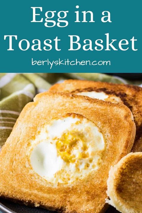 Get the recipe at berlyskitchen.com. Our egg in a toast basket is a simple and delicious breakfast dish that only uses 4 ingredients and takes less than 15 minutes from start to finish! Egg In A Basket, Eggs In A Basket, Easy Breakfast Recipe, Avocado Toast Egg, Easy Eggs, Make Ahead Breakfast, How To Make Breakfast, Delicious Breakfast, Toast Recipes