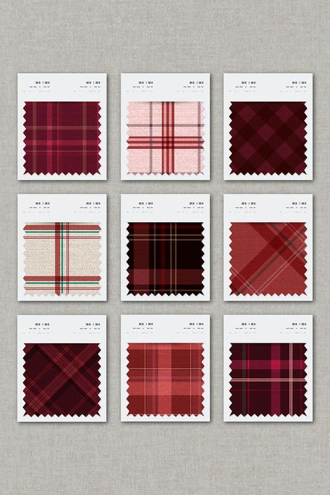 Plaid Checks Pattern, Plaid Fabric Swatch, Fabric Swatches Board, Checks Design Pattern Fabrics, Swatch Board Ideas, Fabric Samples Swatches, Fabric Chart Fashion Portfolio, Swatch Board Fashion Fabric, Fabric Swatches Ideas Fashion Portfolio