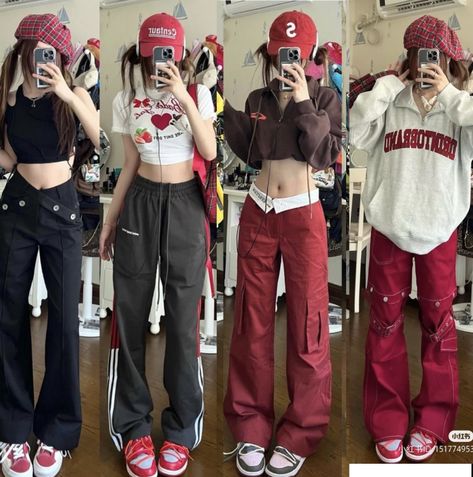 Red Cargo Pants, Brown Clothes, Purple Lily, Y2k Baddie, Cutest Outfits, Red Outfit, Kpop Outfits, 00 00, Fall 2024