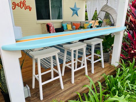 Beach Theme Backyard Ideas Patio, Margaritaville Pool Decor, Margaritaville Bar Ideas, Tiki Backyard Ideas Patio, Apartment Porch Ideas, Beachy Backyard, Margaritaville Bar, Beach Theme Backyard, Pool Bar Ideas