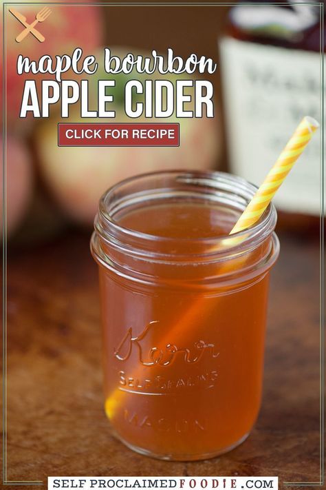 Apple Cider And Bourbon, Apple Cider Bourbon, Apple Cider Whiskey, Maple Cocktail, Bourbon Cider, Bourbon Apple Cider, Maple Whiskey, Adult Beverages Recipes, Kid Friendly Drinks