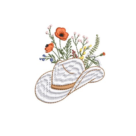 Cowgirl Wildflower Hat for Machine Embroidery in 7 sizes: 50 x 50 mm (2 x  2 inches) 70 x 60 mm (2.7 x 2.3 inches) 80 x 70 mm (3.1 x 2.7 inches) 90 x 90 mm (3.5 x 3.5 inches) 110 x 100 mm (4.3 x 4 inches) 140 x 120 mm (5.5 x 4.7 inches) 150 x 140 mm (6 x 5.5 inches) Cowgirl elements: https://www.etsy.com/ca/listing/1748805263 https://www.etsy.com/ca/listing/1748808429 https://www.etsy.com/ca/listing/1734621560 https://www.etsy.com/ca/listing/1748816391 Formats: DGT, DST, EMB, EMD, EXP, HUS, JEF, Cowboy Hat And Boots Drawing, Cowboy Embroidery Designs, Western Widgets, Cowboy Hat Embroidery, Texas Vibes, Embroidery Cowboy, Cowboy Embroidery, Cowboy Tattoos, Beach Art Painting