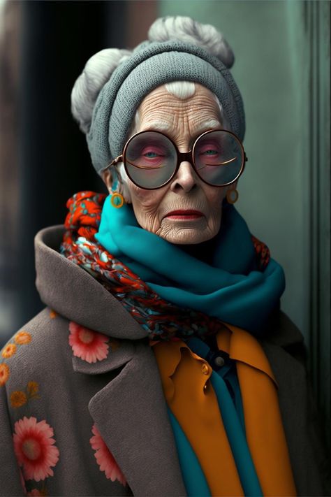 Jonas Peterson, Antoine Bourdelle, Surreal Photos, Advanced Style, Ageless Style, Old Woman, Eclectic Fashion, Aging Gracefully, Colorful Fashion