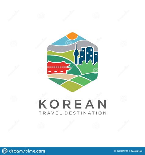 Korean Logo Design . Korea Logo Vector . Korea Travel Landmarks . Korea Tourism Logo Vector Stock Stock Illustration - Illustration of city, cityscape: 173909229 Destination Branding Tourism, Town Logo Design, Korean Brand Logo, Korea Logo Design, City Branding Design, Korean Logo Design, City Logos Branding, Logo Tourism, Korea Logo