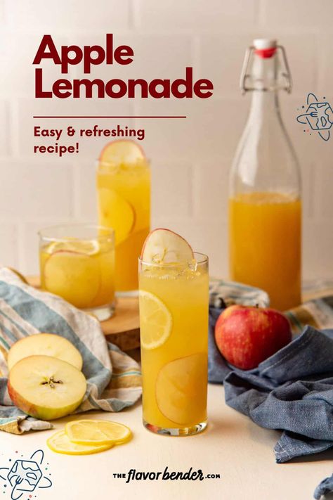 Simple, refreshing, delicious apple lemonade is the perfect fresh, fruity drink for summer, autumn, or any time of the year! Sweet, tart, and you only need 3 ingredients to make this drink. Green Apple Lemonade, Apple Lemonade, Drink For Summer, Lemonade Cocktail, Lemonade Recipe, Refreshing Food, Fruity Drinks, Sweet Tart, Lemonade Recipes