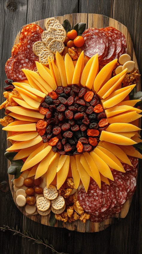 Fall Fruit Display, Sunflower Appetizers, Yellow Charcuterie Board, Charcuterie Board With Fruit, Thanksgiving Vegetable Tray, Fruit Cornucopia, Sunflower Thanksgiving, Charcuterie Trays, Thanksgiving Charcuterie Board